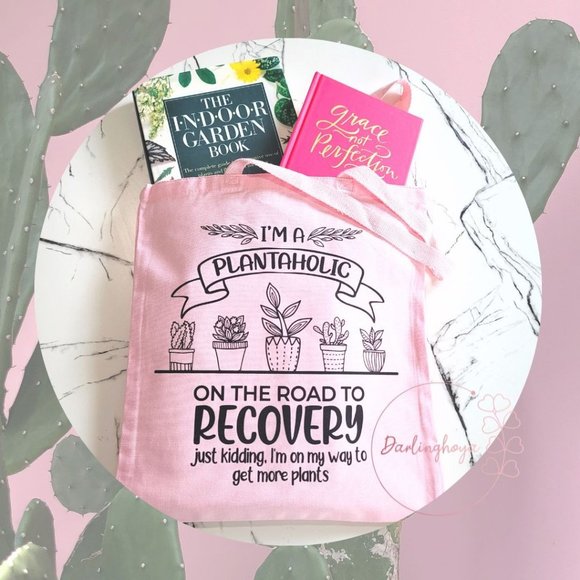 Darlinghoya Handbags - Plantaholic Canvas Tote - Pink